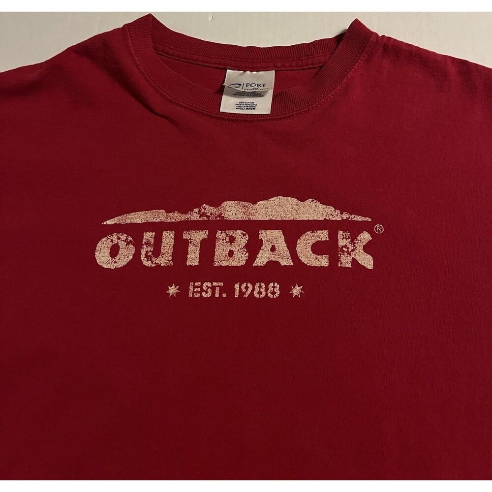Outback Restaurant Employee Work Uniform Red T-Shirt MEDIUM Official Food Steak